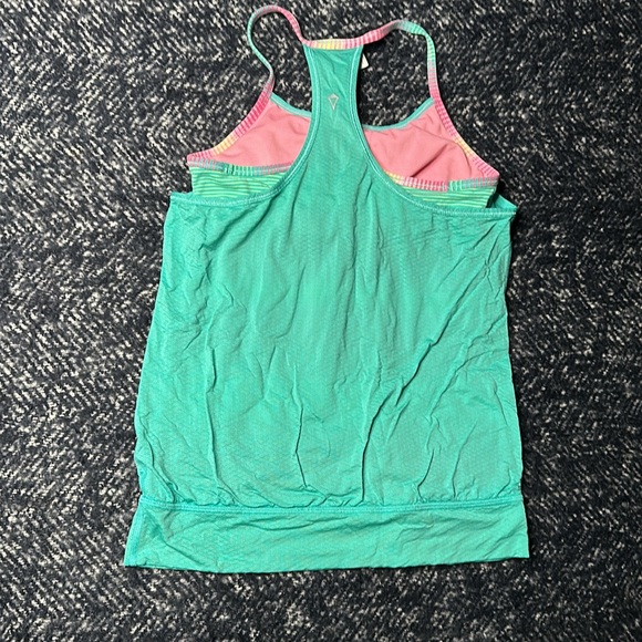 Ivivva by Lululemon 10/12 neon yellow, teal blue  and pink built in bra - Picture 13 of 16